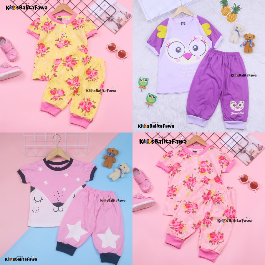 Setelan Momo Kids Size 4-6 Tahun / EXPORT Quality Baju Karakter Kaos Lengan Pendek Celana Pendek