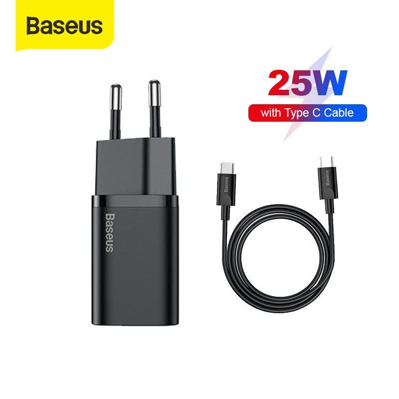 BUNDLING KEPALA CHARGER TYPE C PD BASEUS QUICK CHARGER 25W SAMSUNG XIAOMI PAD FREE KABEL TYPE C to TYPE C