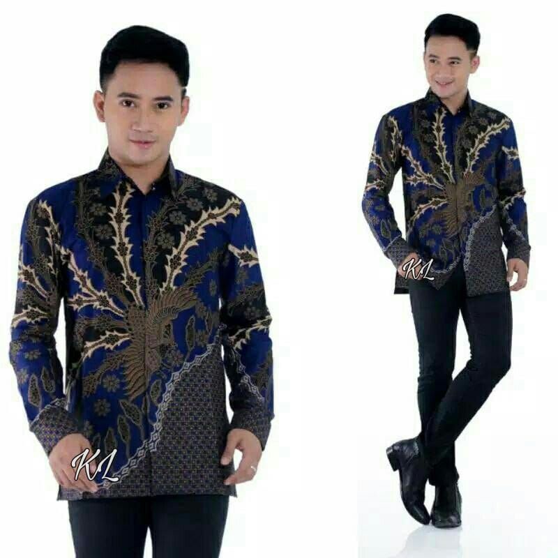 Batik Pria Lengan Panjang BATIK NAKULA HRB026 motif KERATONAN Kode 002 size M L XL XXL Reguler