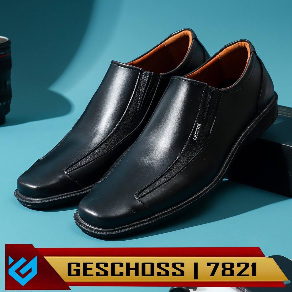 TERLARIS !! UKURAN BESAR 39-45 Sepatu Pantofel Hitam Geschoss Pria Slop Formal Kasual Kerja Kantor Tanpa Tali Murah