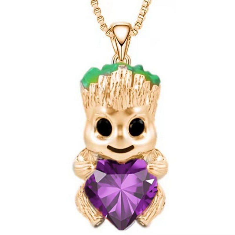 Kalung Liontin Groot tree man Hati Cubic Zirconia 18K Gold Untuk Wanita