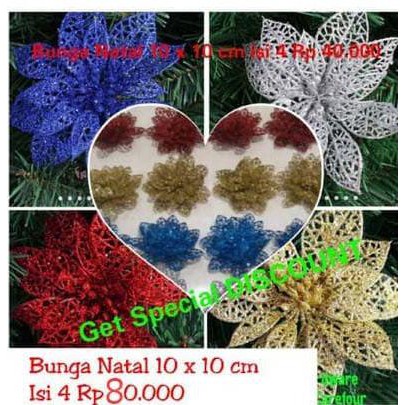 Diskon Hiasan bunga pohon natal aksesoris dekorasi pohon natal murah BARANG BAGUS