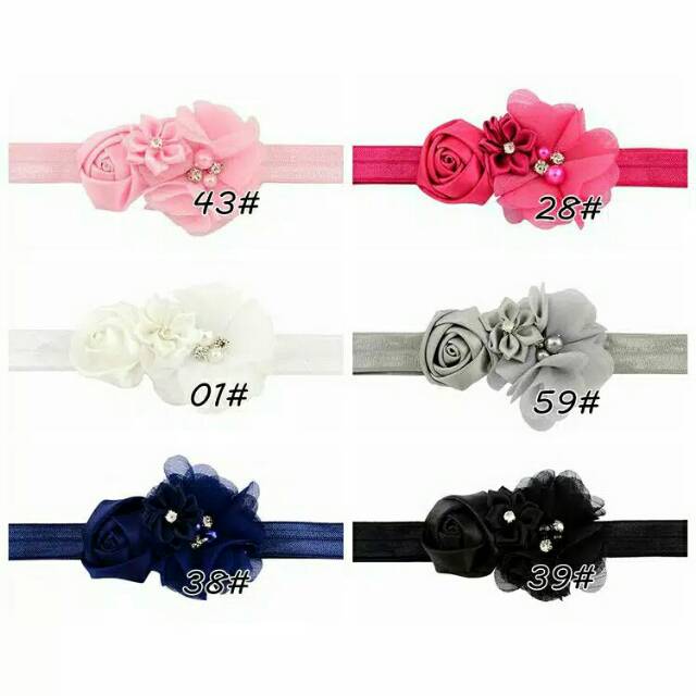 BANDANA BUNGA 3 VARIASI BUNGA MUTIARA/ BABY HEADBAND/ BANDO BAYI BUNGA