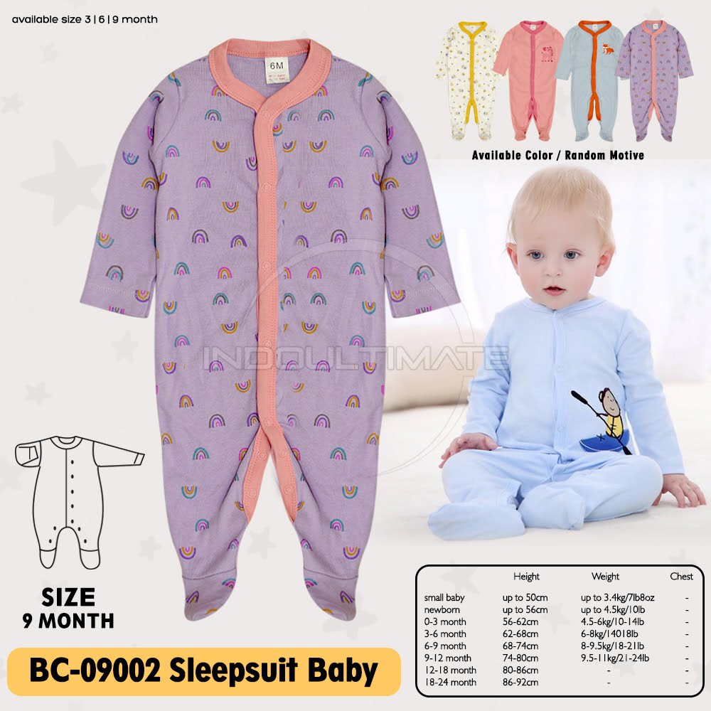 BC-09002 Jumper Kaki Tutup Bayi Perempuan Laki Laki Baru Lahir Lengan Panjang Karakter Set Pakaian