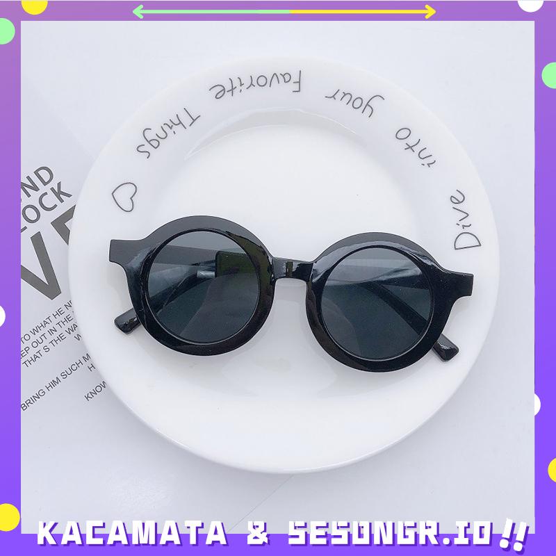 Baby Baby Sunglasses Bingkai Bulat Anak Retro UV400 Purple Anti -Garis - SG