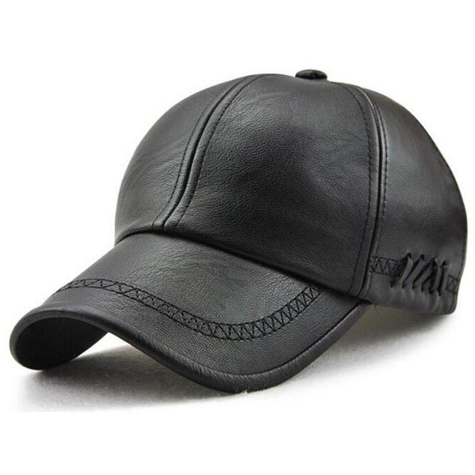 Topi Baseball Aksen Kulit Faux Leather Caps - TB-01