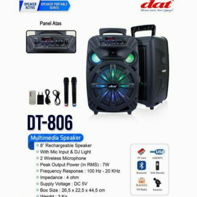 Speaker Portable Dat Dt-806 Original 8 Inch Speaker Portable Bluetooth G_5G76Oz1M