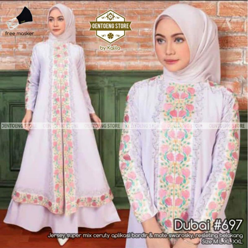 GAMIS MUSLIM ABAYA TURKI PUTIH JERSEY PREMIUM SUPEE MEWAH