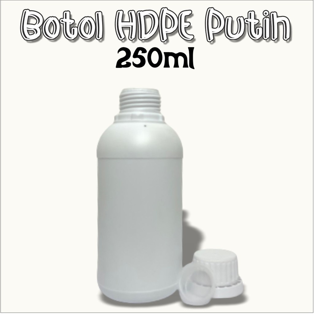 Botol Plastik HDPE 250 ml + Tutup dalam &amp; luar