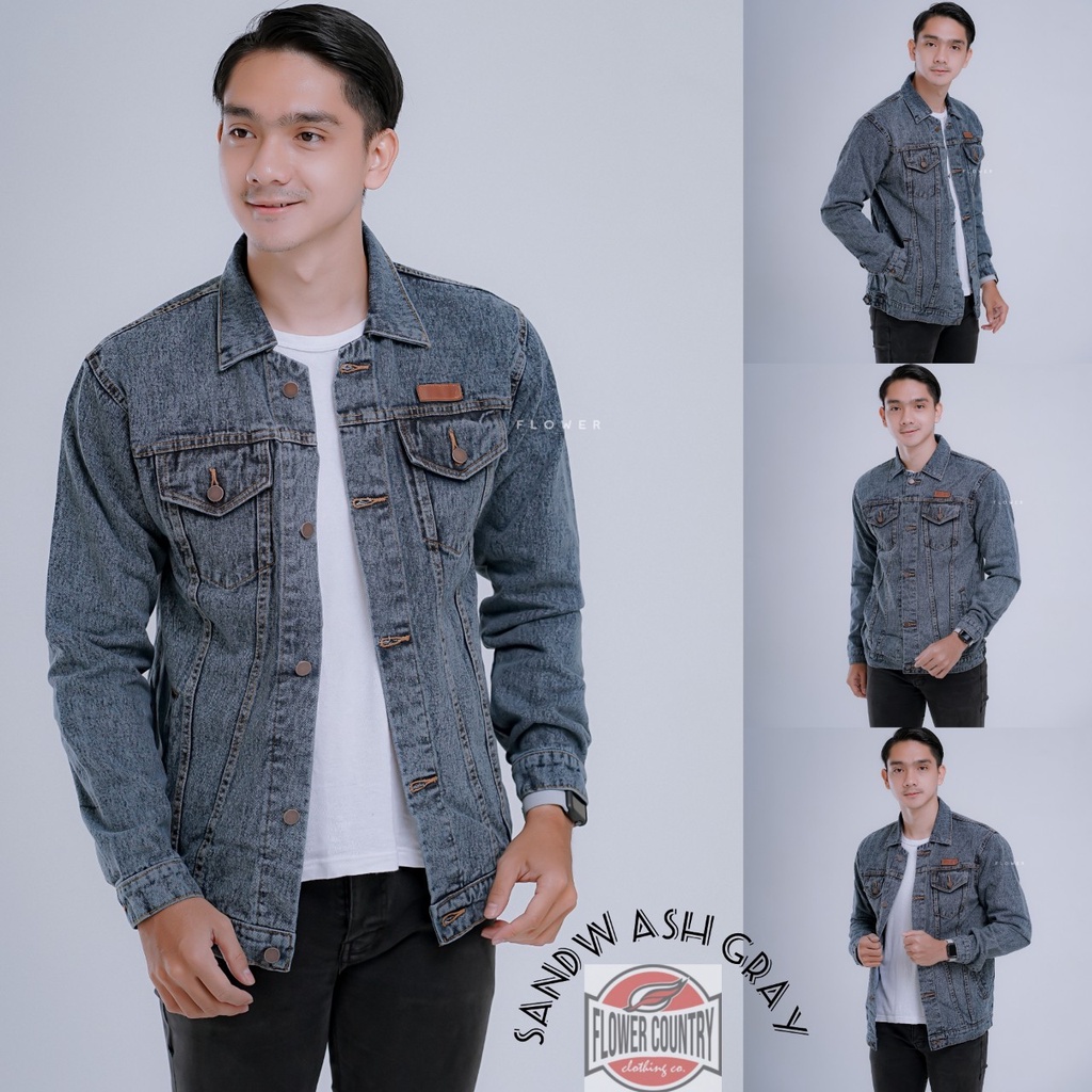 Jaket Jeans Sandwash Abu / Jaket Distro Denim / Jaket Jeans Pria / Jaket Sandwash JUMBO