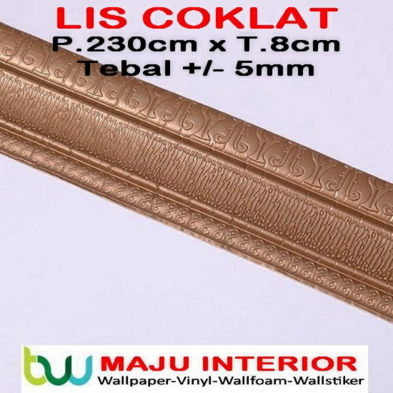 Lis Wallpaper Dinding 3D Border Walpaper 3D Wallfoam 230 cm x 8 cm x 5mm-Lis Coklat 8 cm