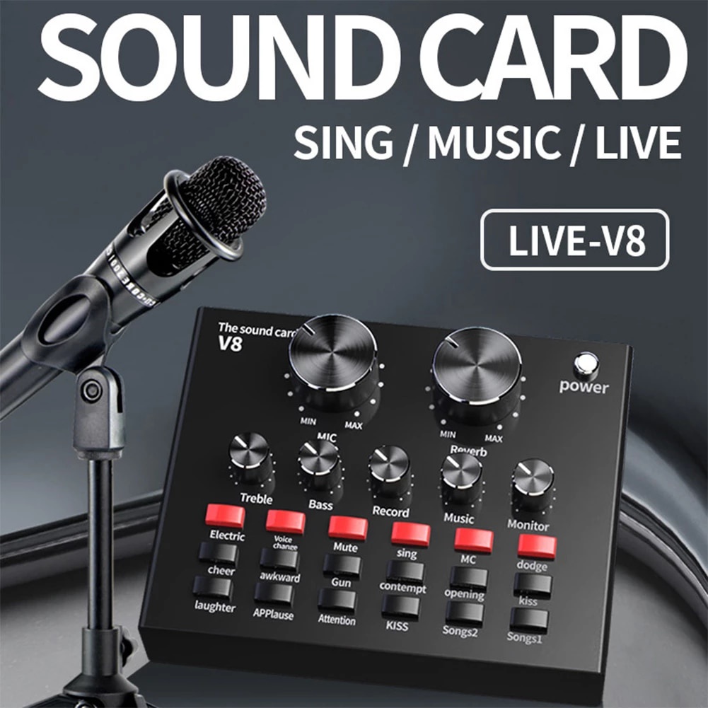TAFFSTUDIO USB External Soundcard V8 V8U V8S V8 PLus Live Broadcast Bluetooth - Sound Card V8 V8U V8S V8 PLus