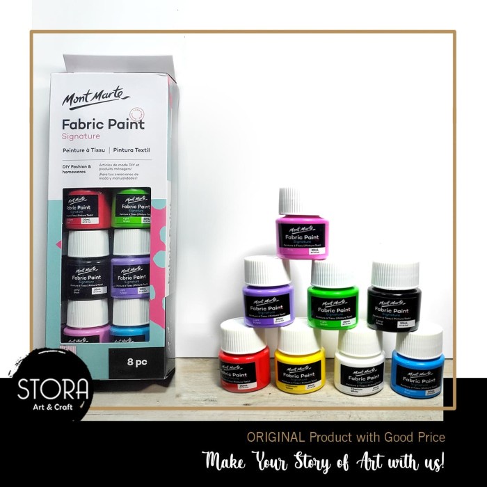 

(TERLARIS) MONT MARTE FABRIC PAINT 8 WARNA / CAT KHUSUS KAIN