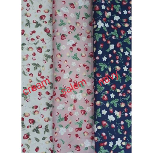 Kain katun jepang motif strawberry/japan design tokai senko kk