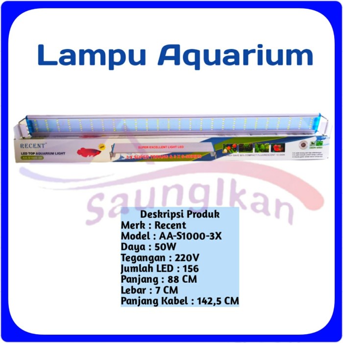 Lampu Aquarium LED 6 Baris RECENT AA S1000 S 1000 3 MODE CAHAYA RGBW