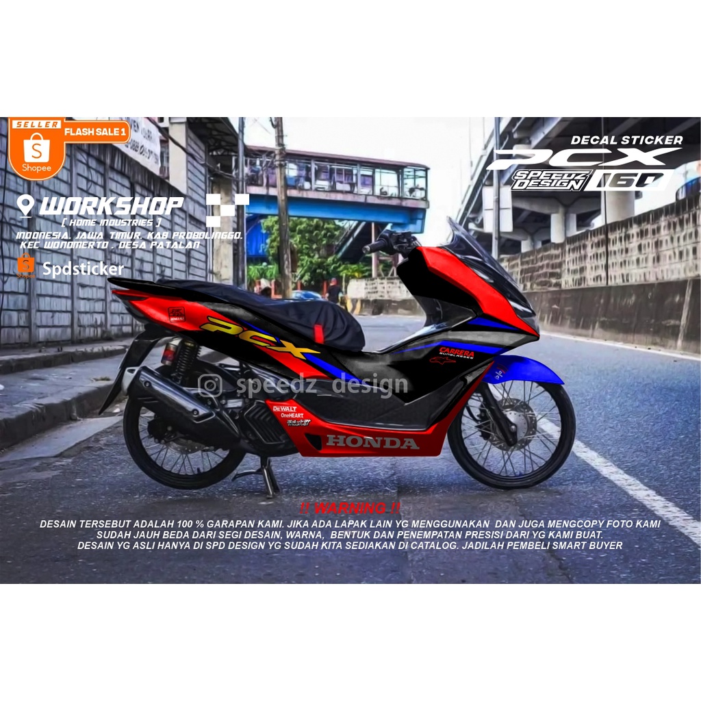 decal stiker pcx 160 red race full body road race street racing