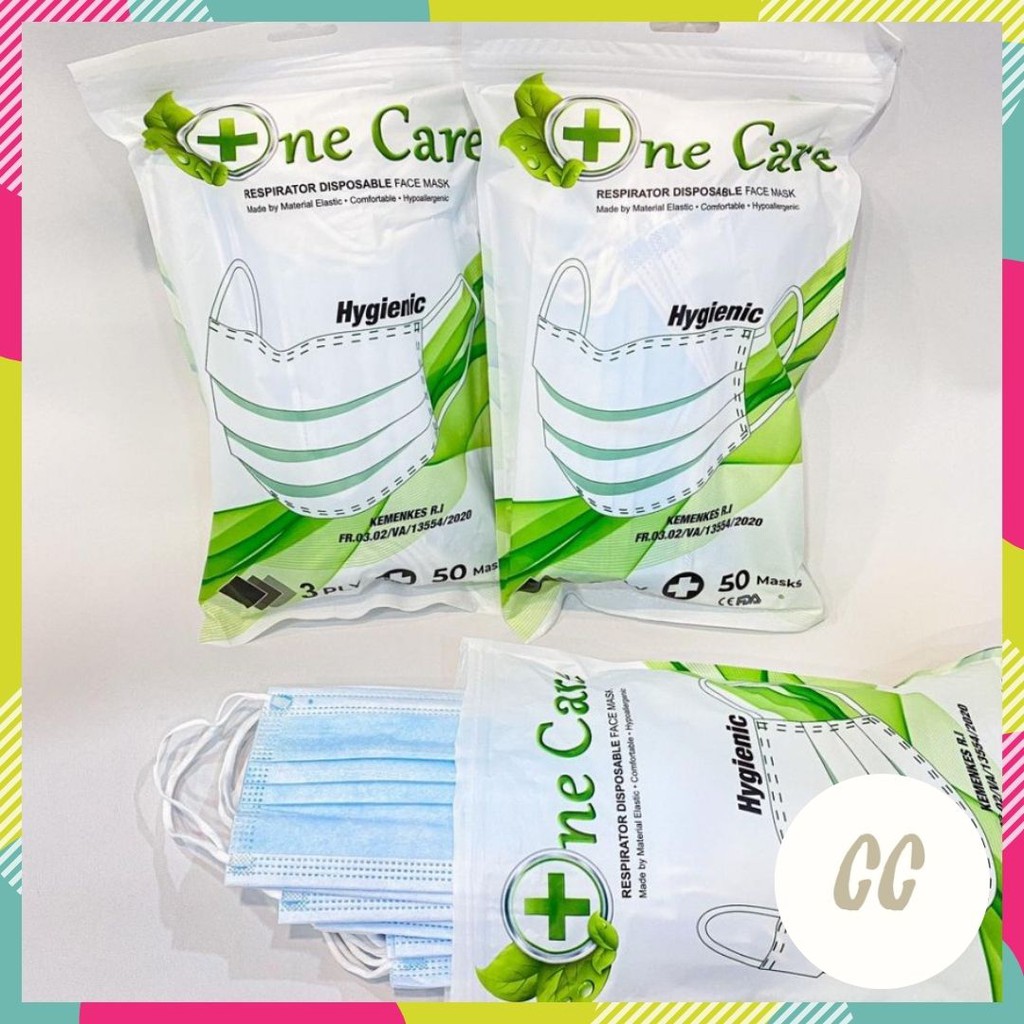 Masker 3ply isi 50pcs i Care Kemasan Sachet Ziplock OneCare Masker i-Care Ziplock Higienis 3ply Medi