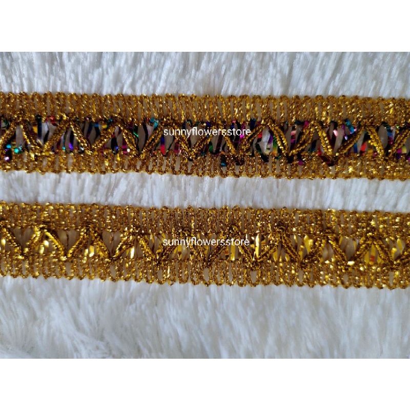 RENDA MOTIF GOLD M80  LEBAR 2,5 CM ISI 17 YARD