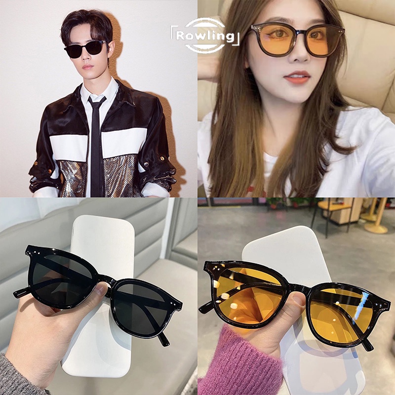 Rowling(ka-82)Mode Kacamata kuning Bingkai hitam Anti-UV Wanita Pria  jennie Import Kacamata Fashion