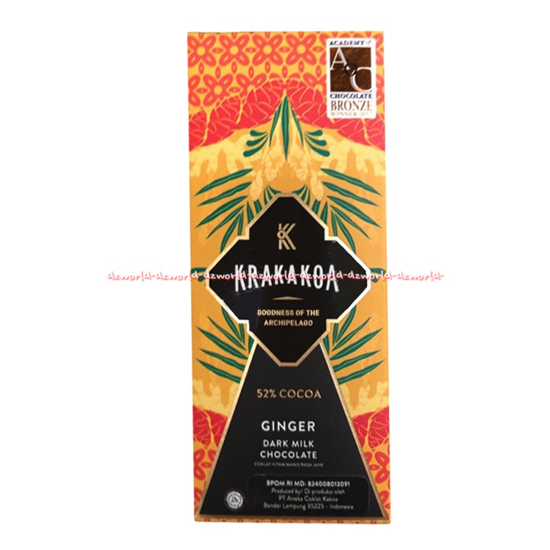 Krakakoa 60% Cocoa Chilli Dark Chocolate 59% Cocoa Sea Salt peppers 52% Ginger Dark Milk Cokelat Coklat Hitam Kokoa Cracacoa Kracoa