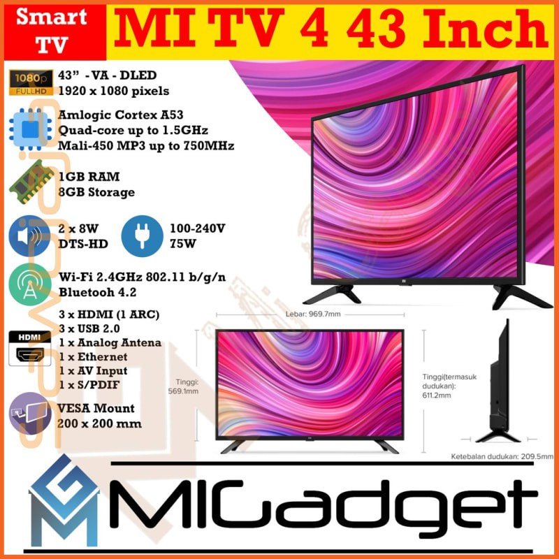Xiaomi Mi TV 4 43 Inch MiTV 4 43 Mi Led TV 43 Inch Full HD Android Smart TV