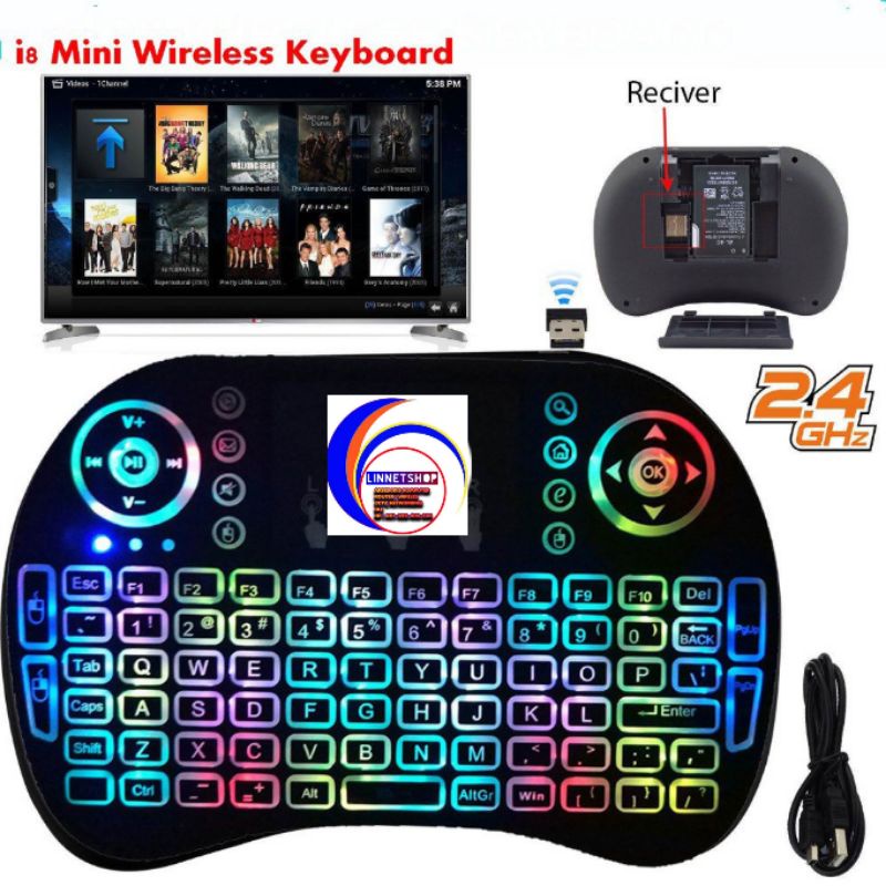 RAINBOW LED Mini Keyboard i8 Air Mouse Mini Keypad Wireless Touchpad