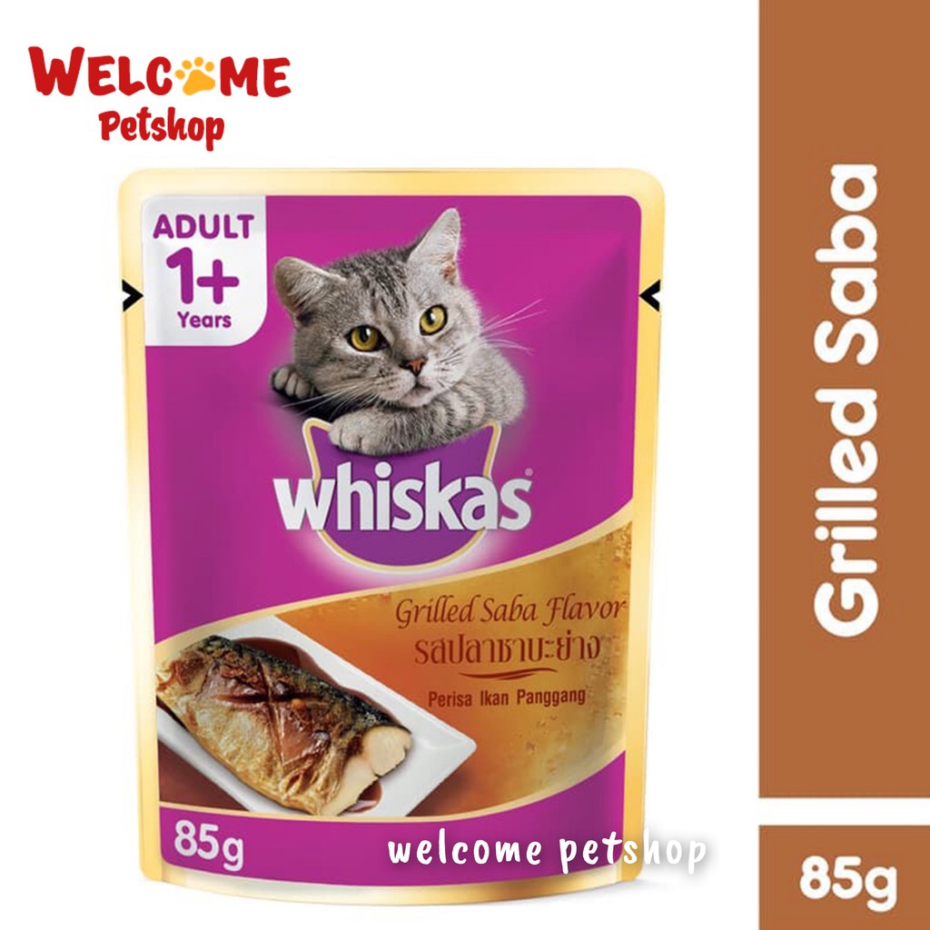 WHISKAS POUCH 85GR GRILLED SABA - Makanan Kucing Basah