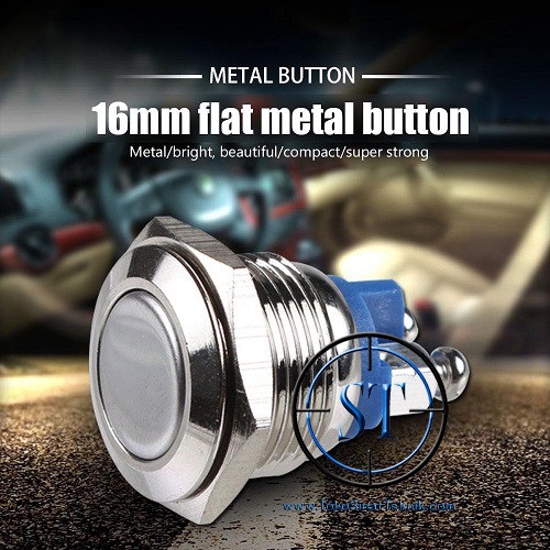 16mm Momentary Convex Head Metal Push Button Switch Round Stainless Saklar Tombol Tekan on Off Kepala NongolWaterproof Steel BA-03-16