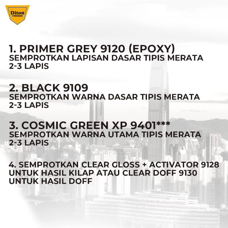 Pilok Cosmic Green XP 9401*** Xirallic Pkt 4KLG Diton Premium Cat Semprot Sepeda Motor Mobil Velg