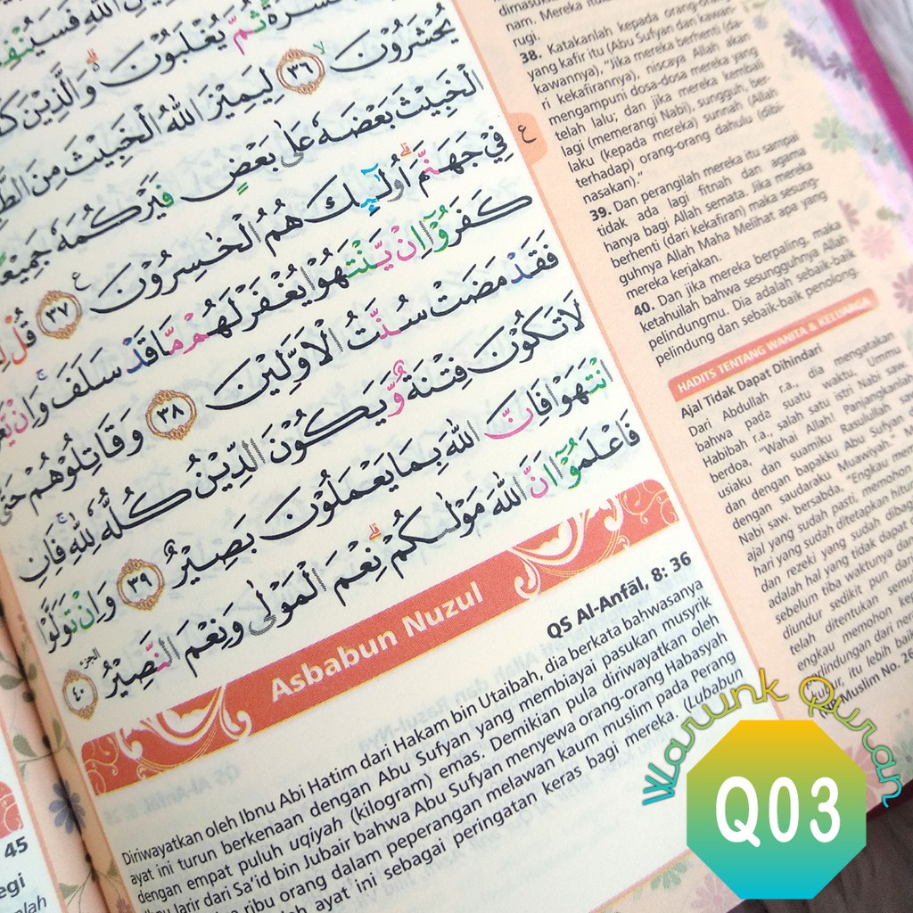 Quran Yasmina Terjemahan Tajwid Warna Kertas Rainbow Syaamil B6