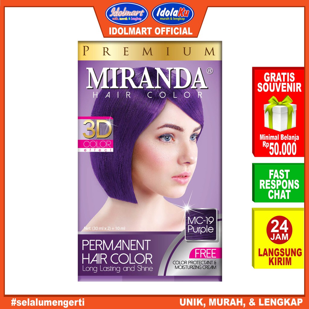 IDOLMART Miranda Hair Color (Cat Rambut Permanen) MC19 purple 30ml Idolmart Surabaya