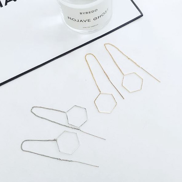 Oila anting panjang hati hexagonal triangle long earrings  (3D1) jan200