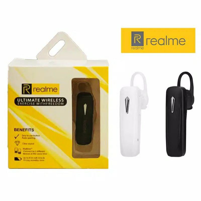 Earphone Bluetooth Realme wireless Mono1 headset telfon bisnis mic