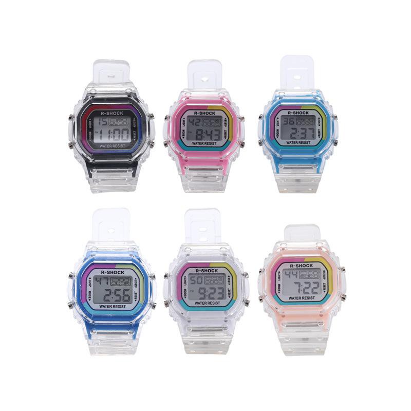 ✅COD [BBS] - Jam Tangan Wanita Digital Transparan Square Dial Couples Watch Korean Jam Transparan