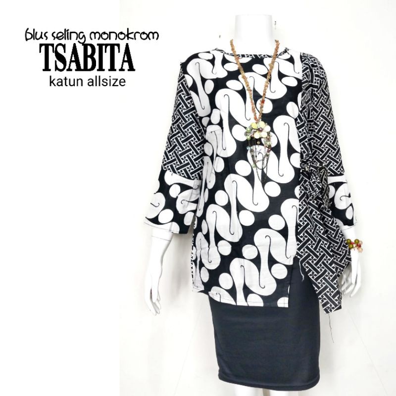 Blouse Blus katun seling monokrom tsabita Baju Atasan wanita batik murah murmer lebay kerja sekolah kuliah santaisantai