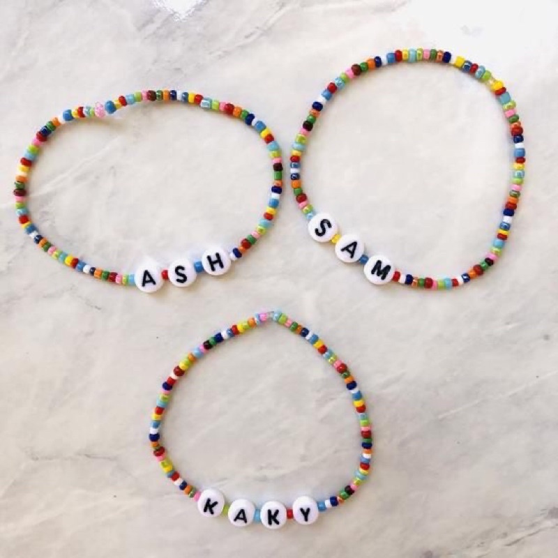 rainbow beads bracelet / gelang nama
