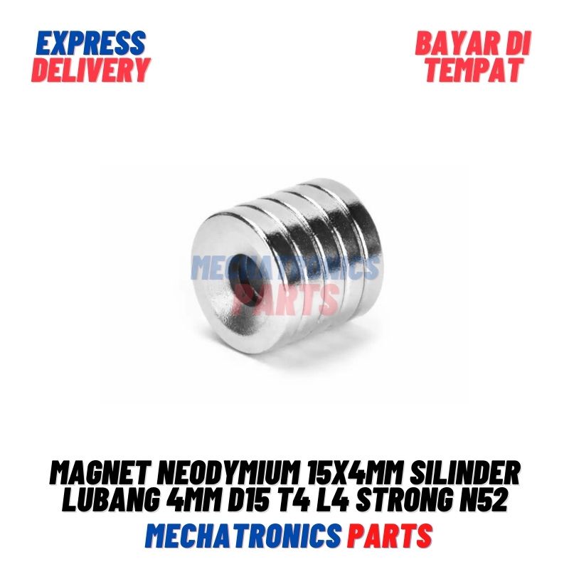 Magnet Neodymium 15x4mm Silinder Lubang 4mm D15 T4 L4 Strong N52