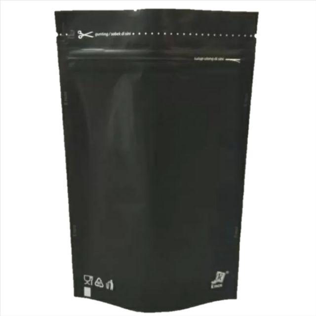Standing Pouch Hitam Plastik Snack Kemasan Kopi 250 Gr