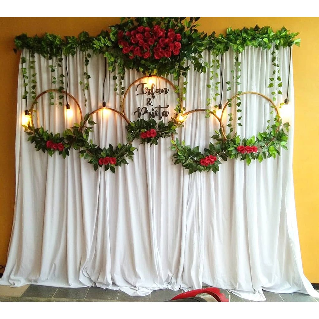 (BACKDROP TEMPEL TEMBOK) Dekorasi Lamaran, Backdrop Akad, Photobooth murah-SEWA