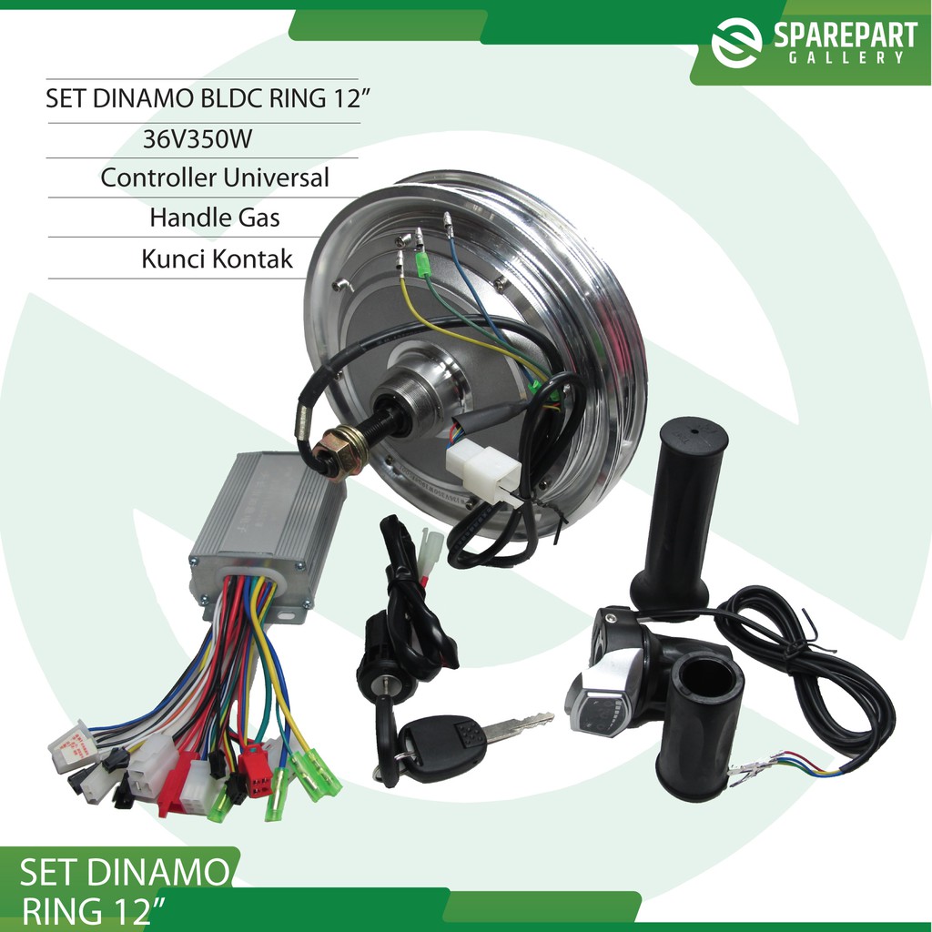 Set dinamo/motor sepeda/skuter listrik 36v350w ring 12&quot;