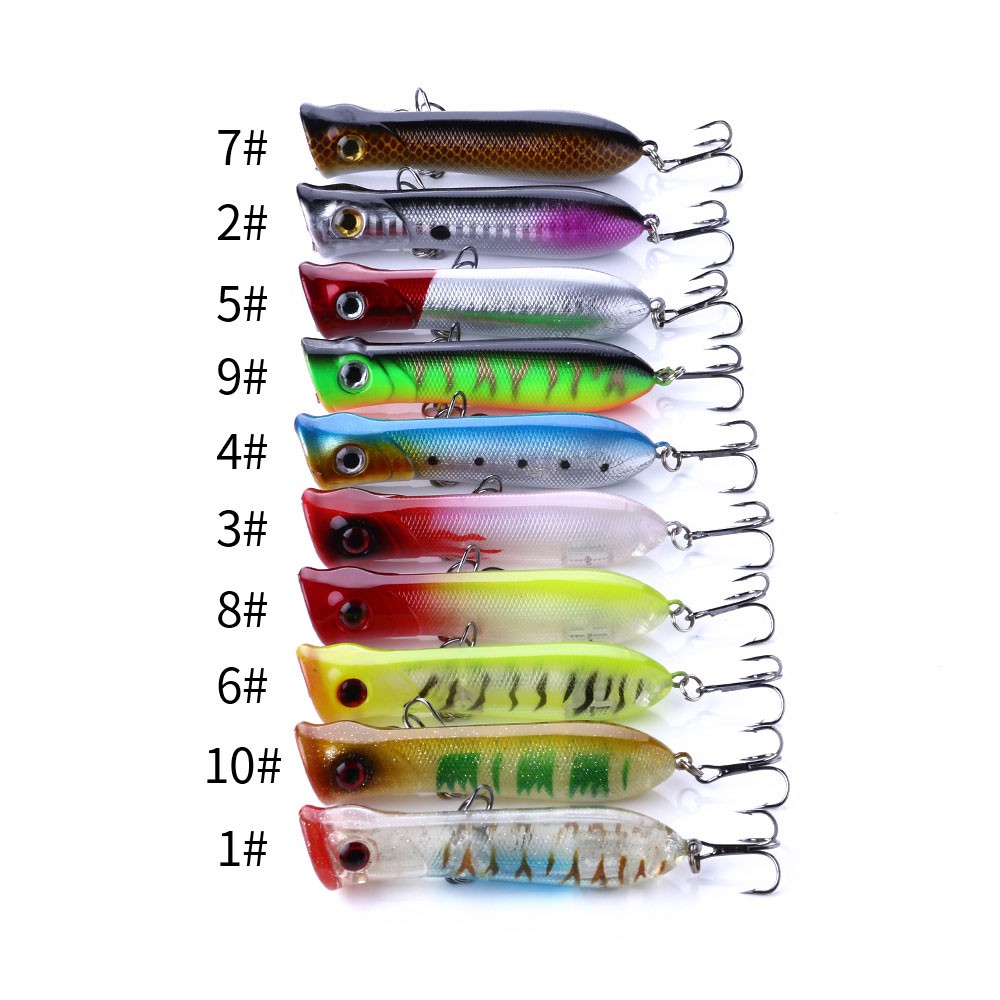 HENGJIA 10pcs 8cm/11g Popper Minnow umpan pancing fishing lure ikan wobbler swimbait bass Tackle