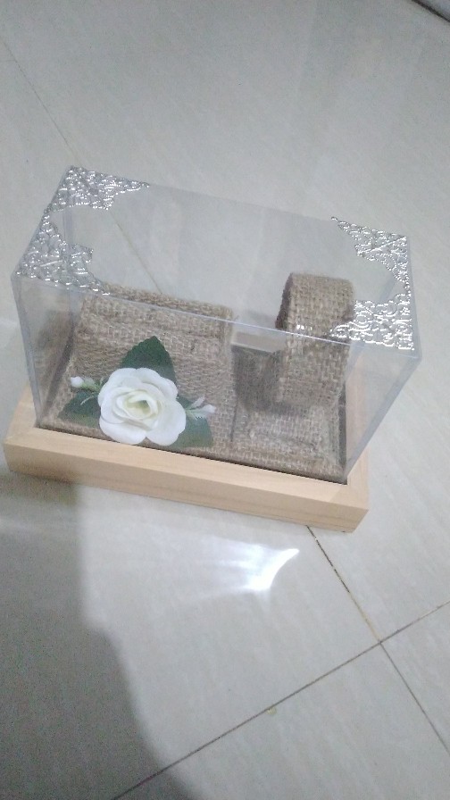 Kayu Cincin Gelang Tutup Mika Untuk Seserahan Pernikahan