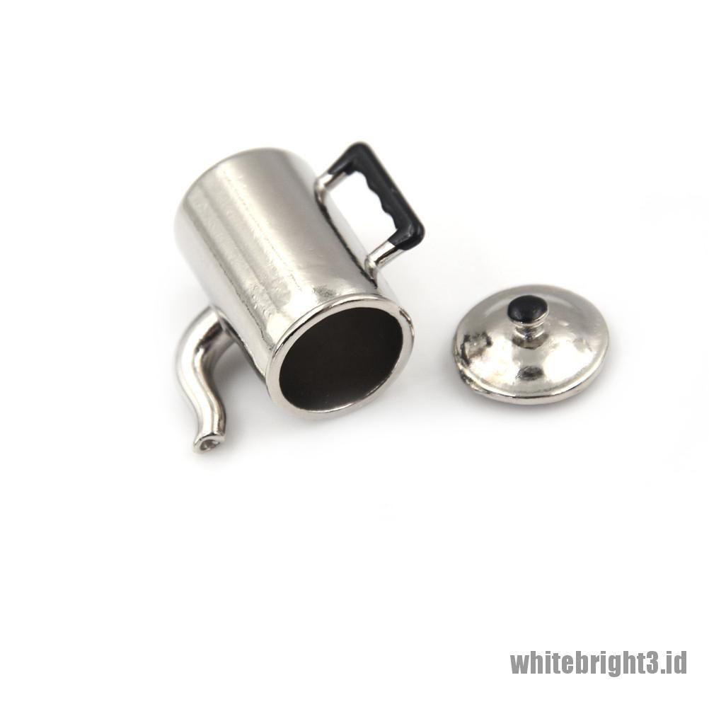(white3) Miniatur Teko Air Bahan Metal Skala 1: 12 Untuk Rumah Boneka