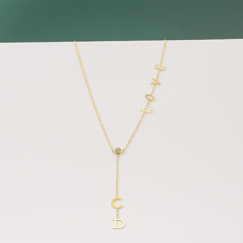 Kalung love DC titanium Wanita Korean Style Anti karat