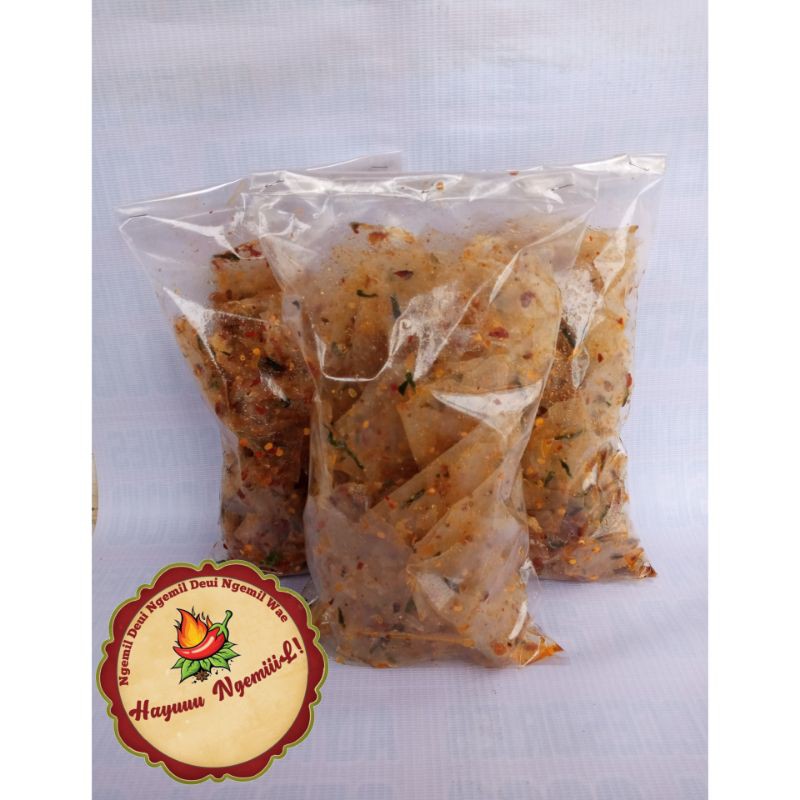 

Hayuuungemiil-PROMO Kripca/Keripik Kaca Pedas Daun Jeruk 250gr/Keripik Kaca/Keripik Elod/Makanan Ringan/Cemilan Pedas