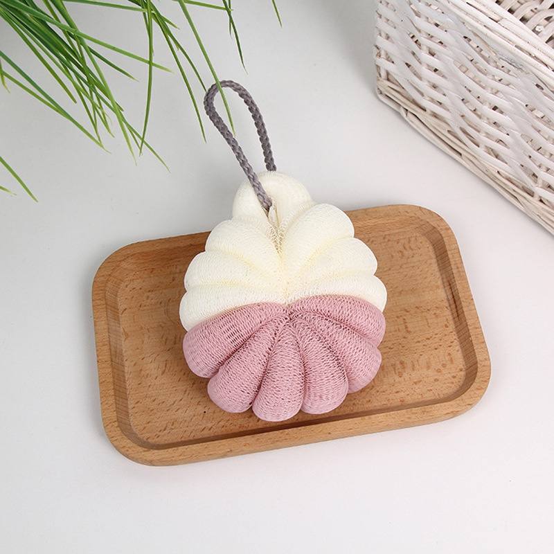 Simple Style Two-color Stitching Shower Sponge Mesh Bathing Brush Loofah Bath Ball Rich Bubbles Body Scrubber Scrubbing Artifact