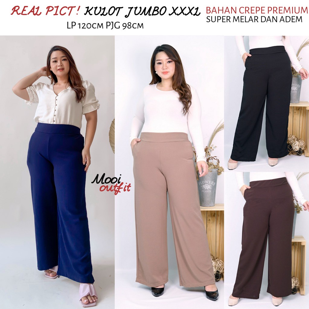 COD✅SIZE JUMBO REMAJA EDISI fit up BB 50 - 99kg / KULOT PAHA &amp; PINGGUL LONGGAR | Crepe Waffle TEBAL &amp; RINGAN celana kulot panjang wanita/santa/bawahan wanita/XXXXL/big size/jumbo/kasual/original