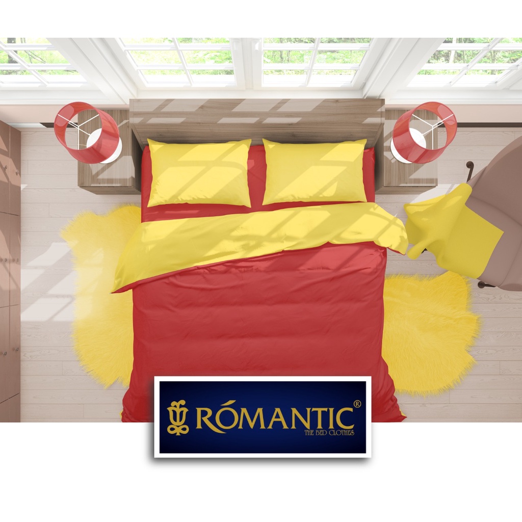 Two Tone Bedcover ROMANTIC Kuning x Merah aesthetic Bandung