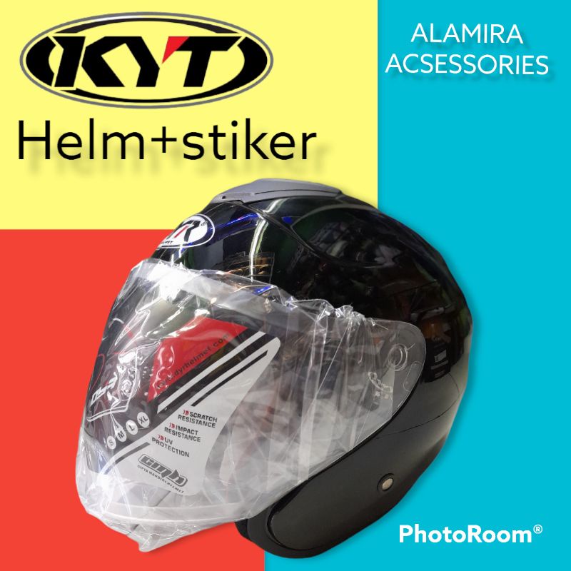 helm DYR / model, KYT KYOTO, white solid/ helm setandar-Helm+stiker hitam