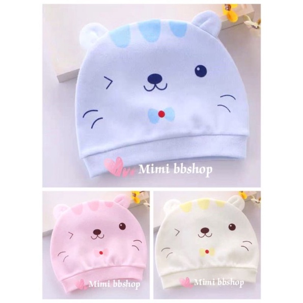 Topi kupluk bayi bahan kain katun new born lucu halus 0-4 bulan